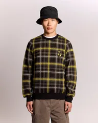ライルアンドスコット メンズ アウター パーカー・スウェット クルーネック リブ Lyle Scott Ribbed Jacquard Tartan Crew Neck Jet Black ブラックのサムネイル