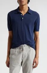 イレブンティ メンズ トップス ポロシャツ コットン Eleventy Cotton Polo Navy ネイビーのサムネイル