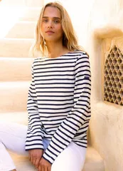 セイントジェームス レディース トップス シャツ Saint James MINQUIERS MODERN Breton Striped Shirt EcruNavy エクリュのサムネイル