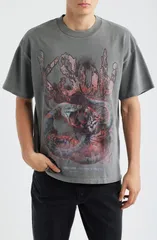 スビ メンズ トップス Tシャツ グラフィック Ksubi Knotted Ekcess Oversize Graphic TShirt Charcoal チャコールのサムネイル