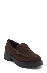 スティーブ マデン レディース シューズ スリッポン・ローファー プラットフォーム Steve Madden Langsten Platform Penny Loafer Brown Suede ブラのサムネイル