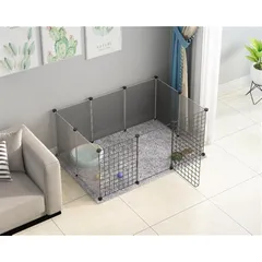 ペットサークル 犬 サークルケージ ペットフェンス ドア付き 10枚 接続式 簡単組み立て 折りたたみ 犬用 多頭 広げる レイアウト自由 107×47cmグレー・パーティション 1のサムネイル