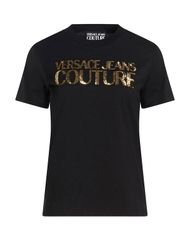 VERSACEレオパードロゴ ブラックセーフティピン クロップドTシャツ 