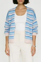 ヴェロモーダ レディース アウター パーカー・スウェット カーディガン VERO MODA Maybe Stripe Open Front Cardigan Cashmere Bluestripes
