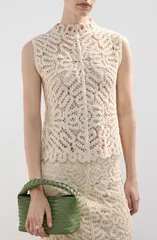 マンゴ レディース トップス シャツ モックネック ニット MANGO Setenta Openworknit Mock Neck Top Sand サンド