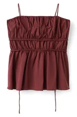 マンゴ レディース トップス シャツ コットン MANGO Shirred Stretch Cotton Camisole Burnt Orange オレンジのサムネイル