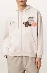 オールセインツ メンズ アウター パーカー・スウェット コットン グラフィック AllSaints Patcher Graphicotton Zip Front Hoodie Dusk White ホワイト