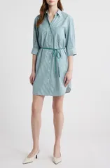 ラグアンドボーン レディース トップス ワンピース ミニ シャツ rag bone Lucia Stripe Mini Shirtdress Teal Stripe ティールのサムネイル