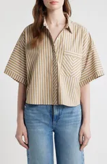 ラグアンドボーン レディース トップス シャツ rag bone Marin Stripe Crop ButtonUp Shirt Sea Stripe ストライプのサムネイル