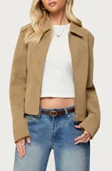アディクテッド レディース アウター ジャケット・ブルゾン レザー フェイクレザー EDIKTED Cozette Faux Leather Jacketan タン