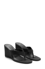 マンゴ レディース シューズ パンプス MANGO Wedge Flip Flop Black ブラックのサムネイル