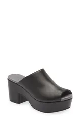 ショコラブルー レディース シューズ パンプス プラットフォーム サンダル Chocolat Blu Platform Slide Sandal Black Leather ブラック