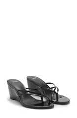マンゴ レディース シューズ パンプス サンダル MANGO Wedge Slide Sandal Black ブラックのサムネイル
