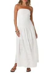 オニール レディース トップス ワンピーストラップレス ONeill Maisie Straplessundress White ホワイトのサムネイル
