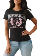 トゥルーレリジョン レディース トップス シャツ グラフィック True Religion Crystal Buddha Graphic TShirt Jet Black ブラックのサムネイル
