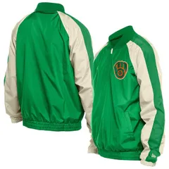 ニューエラ メンズ アウター ジャケット・ブルゾン Mens New Era Kelly Green Milwaukee Brewerst Patricks Day Ripstop Raglan Quのサムネイル
