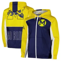 ミッチェルネス メンズ アウター ジャケット・ブルゾン Mens Mitchell Ness Navy Michigan Wolverines Big Shot Premium FullZip Winのサムネイル