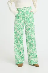 イチ レディース ボトムス デニムパンツ ストレート プリント ICHI Kate Print Straight Leg Pants Kelly Green グリーンのサムネイル