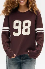 アーバンアウトフィッターズ レディース トップス Tシャツ グラフィック BDG Urban Outfitters 98 Long Sleeve Graphic TShirt Brown ブラウンのサムネイル