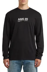 ジースター メンズ トップス Tシャツ ロゴ グラフィック GSTAR AMS 89 Logo Graphic Long Sleeve TShirt Dark Black ブラックのサムネイル