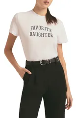 フェイバリット ドーター レディース トップス Tシャツ ロゴ グラフィック Favorite Daughter The Collegiate Logo Crop Graphic TShirt Whiのサムネイル