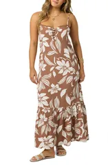 オニール レディース トップス ワンピース フラワー柄 マキシ フラワー ONeill Tasmin Floral Maxi Sundress Carobrown ブラウンのサムネイル