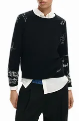 デジグアル レディース アウター パーカー・スウェット セーター グラフィック Desigual Fine Gauge Graphic Sweater Black ブラックのサムネイル