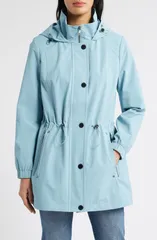 ロンドンフォグ レディース アウター コート フーデッドジャケット London Fog Hooded Jacket Ocean Blue ブルーのサムネイル