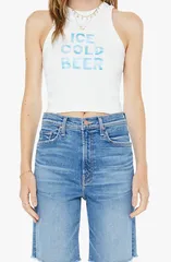 マザー レディース トップス シャツ グラフィック MOTHER The Chin Ups Chop Crop Graphic Tank Ice Cold Beerのサムネイル