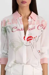 アリス アンド オリビア レディース トップス シャツ プリント シルク Alice Olivia Willa Print Silk ButtonUp Shirt Cocktail Clubのサムネイル