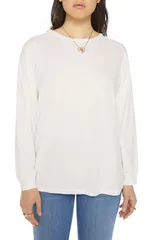 マザー レディース トップス Tシャツ コットン MOTHER The Long Sleeve Rowdy Cotton TShirt Bright White ホワイトのサムネイル