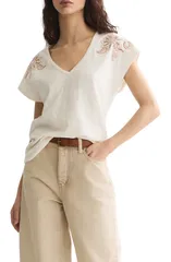 スコッチアンドソーダ レディース トップス シャツ コットン 刺繍 グラフィック Scotch Soda Embroidered Cotton Graphic TShirt Eggnogのサムネイル
