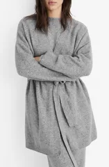 マンゴ レディース アウター カーディガン MANGO Tie Front Longline Cardigan Grey グレーのサムネイル