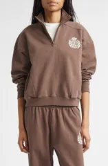 スポーティ アンド リッチ レディース アウター パーカー・スウェット ハーフジップ シャツ 刺繍 フリース Sporty Rich NY Crest Embroidered Half Zip Fleのサムネイル
