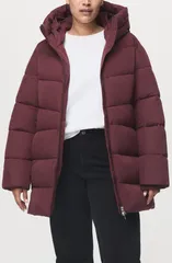 マンゴ レディース アウター ジャケット・ブルゾン コート MANGO Waterepellent Hooded Puffer Coat Dark Red レッドのサムネイル