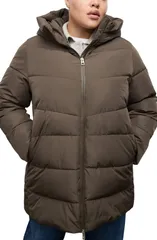 マンゴ レディース アウター ジャケット・ブルゾン コート MANGO Waterepellent Hooded Puffer Coat Brown ブラウンのサムネイル