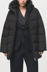 マンゴ レディース アウター ジャケット・ブルゾン コート MANGO Waterepellent Hooded Puffer Coat Black ブラックのサムネイル