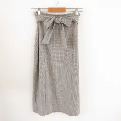 バナナリパブリック BANANA REPUBLIC スカート タイト ミモレ丈 チェック ストレッチ 黒 ベージュ 4 *T433