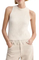 マンゴ レディース トップス シャツ セーター MANGO Bruma Crop Sweater Tank Ecru エクリュのサムネイル