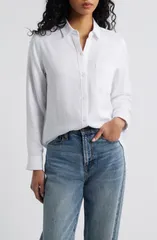レイルズ レディース トップス シャツ コットン Rails Freeman Cotton ButtonUp Shirt White ホワイトのサムネイル