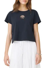 スプレンディット レディース トップス シャツ コットン 刺繍 Splendid Embroidered Cutwork Seashell Cotton TShirt Navy Blue ネイビーのサムネイル
