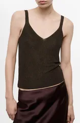 マンゴ レディース トップス シャツ セーター MANGO Sweater Tank Chocolate チョコレートのサムネイル