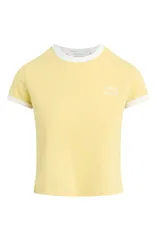 フェイバリット ドーター レディース トップス シャツ ロゴ Favorite Daughter Logo Crop Ringer TShirt Golden Off White オフホワイトのサムネイル