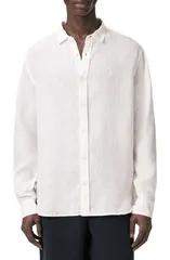 オールセインツ メンズ トップス シャツ リネン AllSaints Loom Linen ButtonUp Shirt White ホワイトのサムネイル
