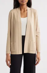 アンクライン レディース アウター カーディガン Anne Klein Malibu Open Front Cardigan Latteのサムネイル