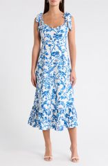 新品》CAROLINA HERRERA 花柄 マキシワンピース 白 ブルー M - メルカリ