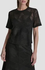 ダナ キャラン ニューヨーク レディース トップス シャツ レース DKNY Croton Lace Top Black ブラックのサムネイル