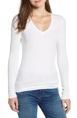 スプレンディット レディース トップス シャツ Vネック Splendid Valley Rib VNeck Tee White ホワイトのサムネイル
