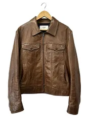 セリーヌ CELINE 24SS トラッカー ジャケット 羊革 ワックスドラムスキン ジップアップ ブルゾン 2EI33602V 52 茶ブラウン ブランド古着ベクトル 中古■260411のサムネイル