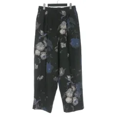 ラッドミュージシャン LAD MUSICIAN 18SS WOOL GABARDINE FLOWER 2TUCK WIDE ウールギャバジン 花柄 ワイドパンツ スラックス 42 ブラック 黒 2118-562のサムネイル
